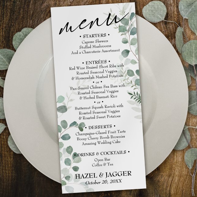 Menu Élégante Simple Typographie contemporaine Verdure (Créateur téléchargé)