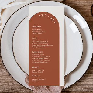 Menu Elégante Terracotta & Crème Mangeons Arc Mariage