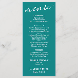 Menu Élégante Typographie contemporaine simple Turquois