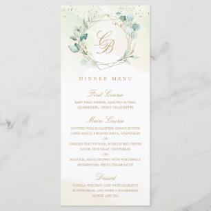 Menu Élégante verdure d'eucalyptus géométrique doré pou