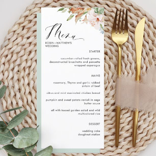 Menu Élégantes fleurs de terre et Mariage vert Sage