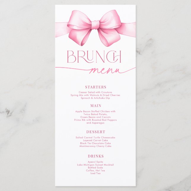 Menu Elle noue le noeud rose Fête des mariées de boue B (Devant)
