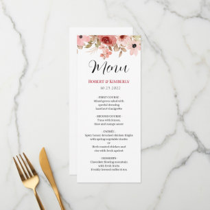 Menu ELLE Rose Fleur Élégant Mariage