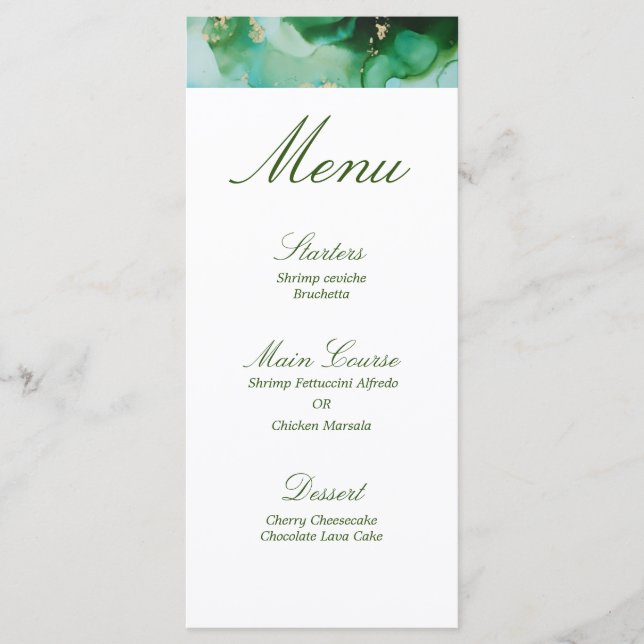 Menu Emerald Dark Green Gold Elegant Aquarelle (Devant)