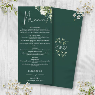 Menu Emerald Floral Greenergie Monogram Dîner Mariage