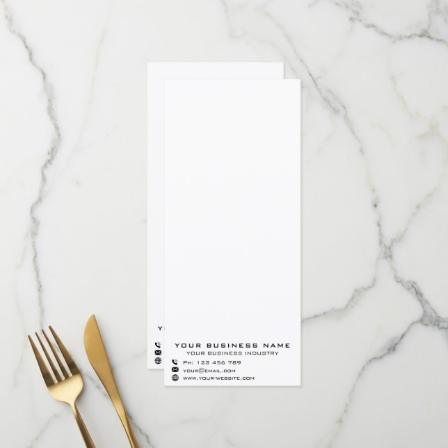 Menu Entreprise Promotionnelle Personnalisée - Moderne (Devant/Arrière en situation)