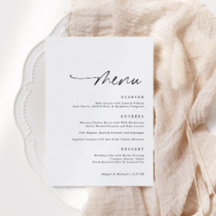 Menu Étiquette de nom d'écriture manuscrite minimaliste