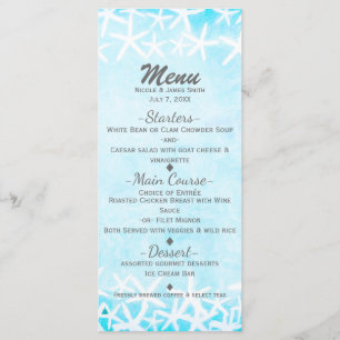 Menu Étoile de mer peinte Aqua Blue Mariage tropical de