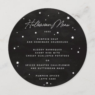 Menu Étoiles écartées en noir/blanc Carré/Halloween arr