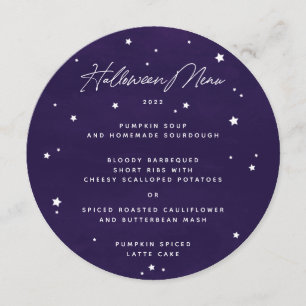 Menu Étoiles violettes éparpillées Carré/Halloween rond