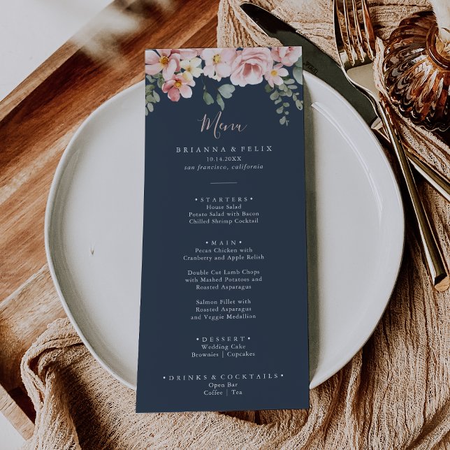 Menu Eucalyptus Garden Rose Dîner Floral (Créateur téléchargé)