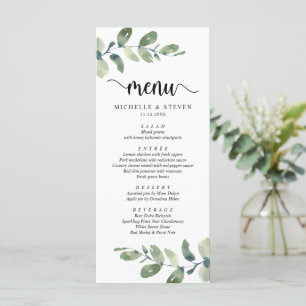 Menu Eucalyptus Moderne Russe Mariage Elopement Dîner