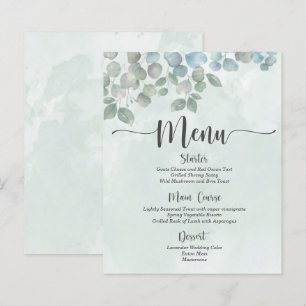 Menu Eucalyptus sage green watercolor