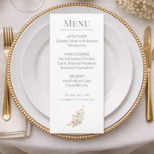 Menu Événement au jardin de fleurs sauvages