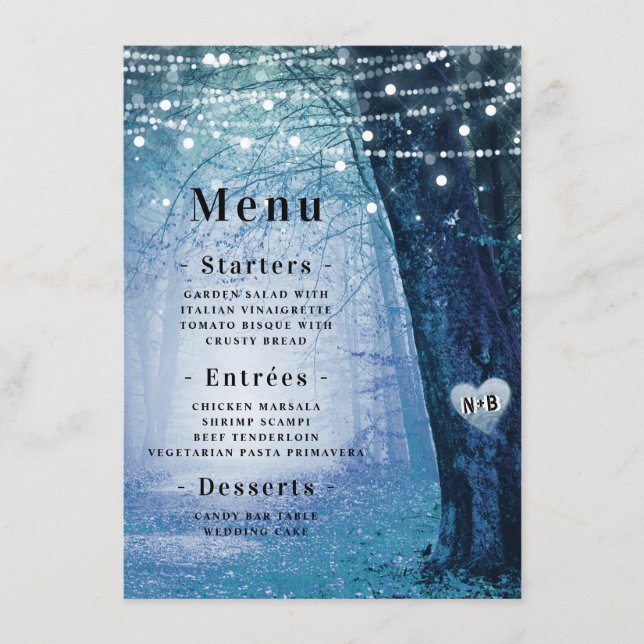 Menu Evermore | Forêt de fée enchantée | Dîner bleu (Devant)