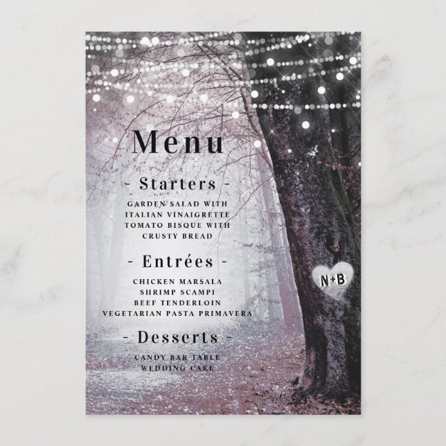 Menu Evermore | Forêt de fée enchantée | Dîner Mauve (Devant)