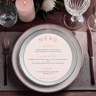 Menu Faire Mariage Écriture Moderne Rose Bleu Rond