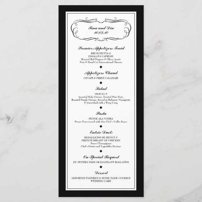 Menu fait sur commande (Devant)