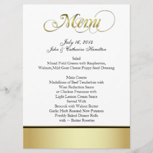 Menu fait sur commande chic noir, blanc, et d'or