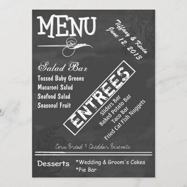 Menu fait sur commande de mariage de sembler de (Devant)