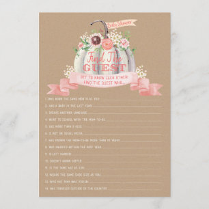 Menu Fall White Citrouille Baby shower Trouver Le Jeu D