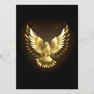 Menu Faux Gold Foil Peace Dove en noir