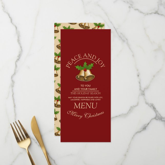 Menu Festive Mistletoe Bells Noël (Devant/Arrière en situation)