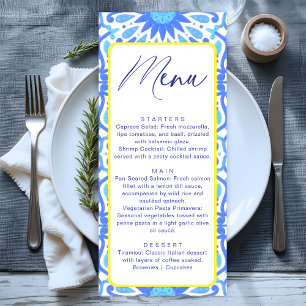 Menu Fête de Bébé Minimaliste Carrelage Bleu Italien Ja