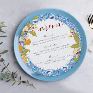 Menu Fête de naissance Citron Bleu Jaune Amalfi Coast