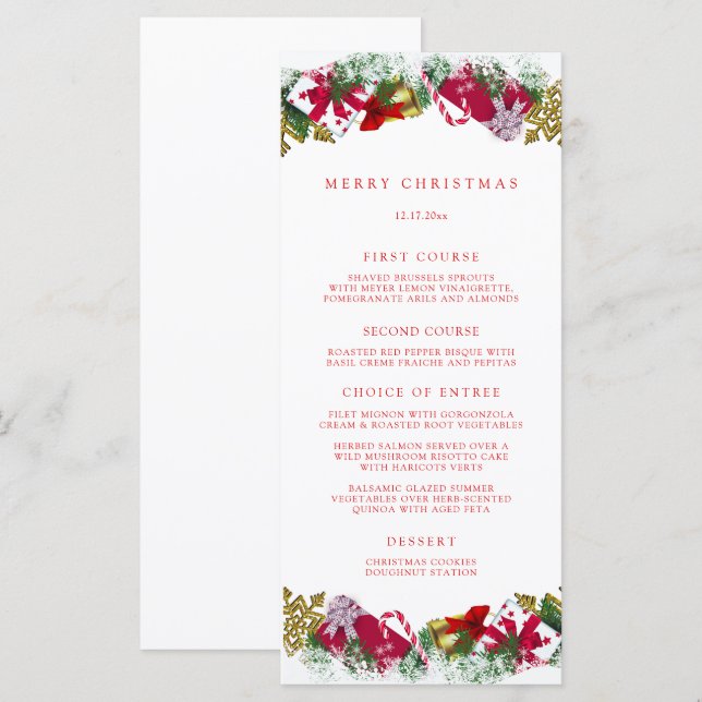 Menu Fête de Noël Joyeux Noël (Devant / Derrière)