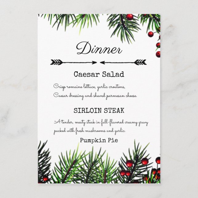 Menu fête de Noël simple vacances (Devant)