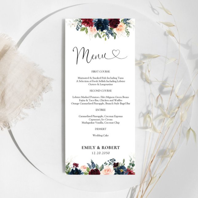 Menu Fête des mariées Bourgogne et Marine (Créateur téléchargé)