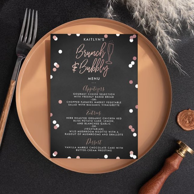 Menu Fête des mariées Brunch & Bubbly Confetti (Créateur téléchargé)