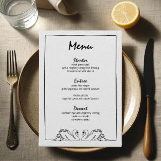 Menu Fête des mariées de cygne simple et intemporelle