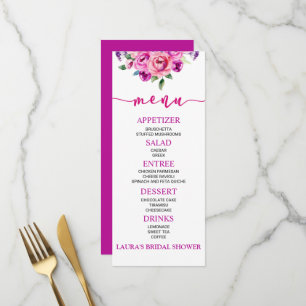 Menu Fête des mariées de fleurs violettes et roses