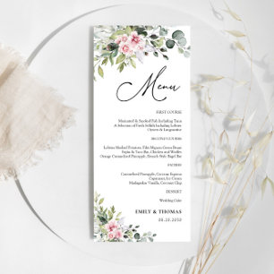 Menu Fête des mariées de verdure rose pâle