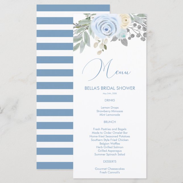 Menu Fête des mariées Fleur d'hiver Aquarelle (Devant / Derrière)