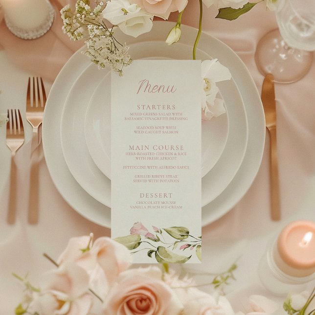 Menu Fête des mariées florale d'aquarelle (Créateur téléchargé)