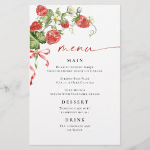 Menu Fête des mariées Fraise à l'Aquarelle tendanc