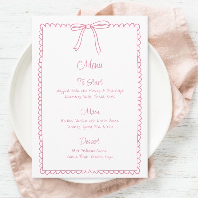 Menu Fête des mariées Mariage de pétoncle rose pou (Créateur téléchargé)