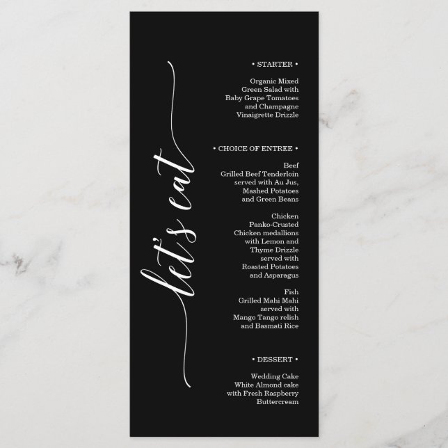 Menu Fête des mariées Mariage Élégance minimale (Devant)