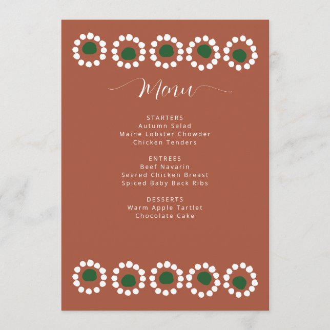 Menu Fête des mariées mexicaine Boho Barro (Devant)