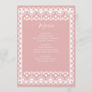 Menu Fête des mariées mexicaine Picado Boho Papier blan