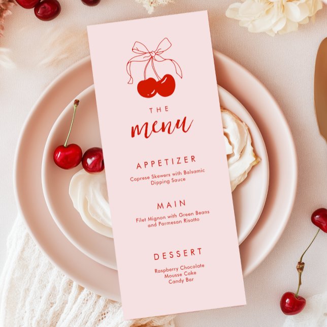 Menu Fête des mariées rouge rose cerise (Créateur téléchargé)
