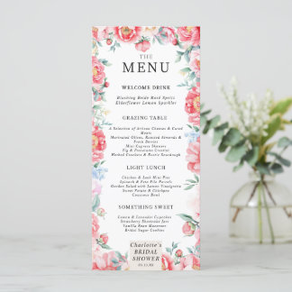 Menu Fête des mariées Watercolor Peony