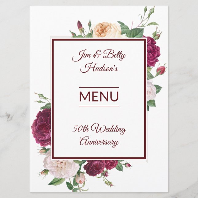 Menu Fête du 50e anniversaire - Réception (Devant)