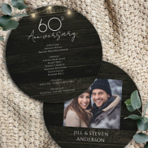 Fête du 60e Anniversaire Lumières en Bois Rustique