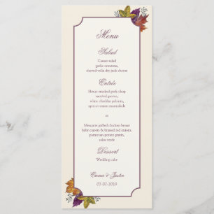 Menu Feuille d'automne rustique de mariage de automne