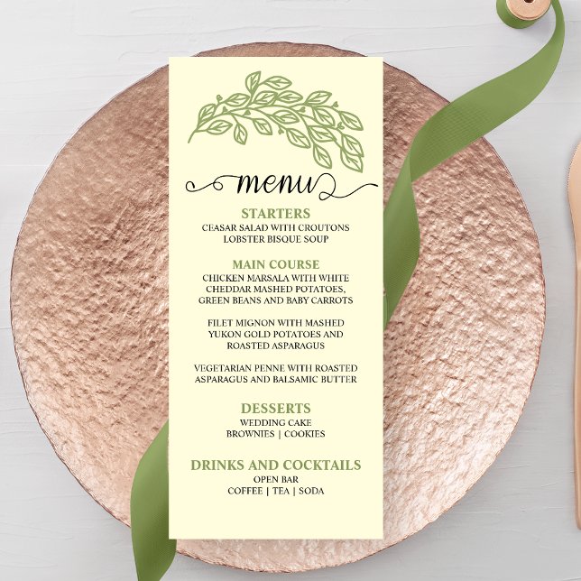 Menu Feuille de ligne artistique Mariage (Créateur téléchargé)