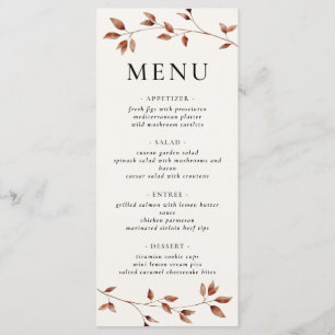 Menu Feuille minimaliste Mariage de automne moderne